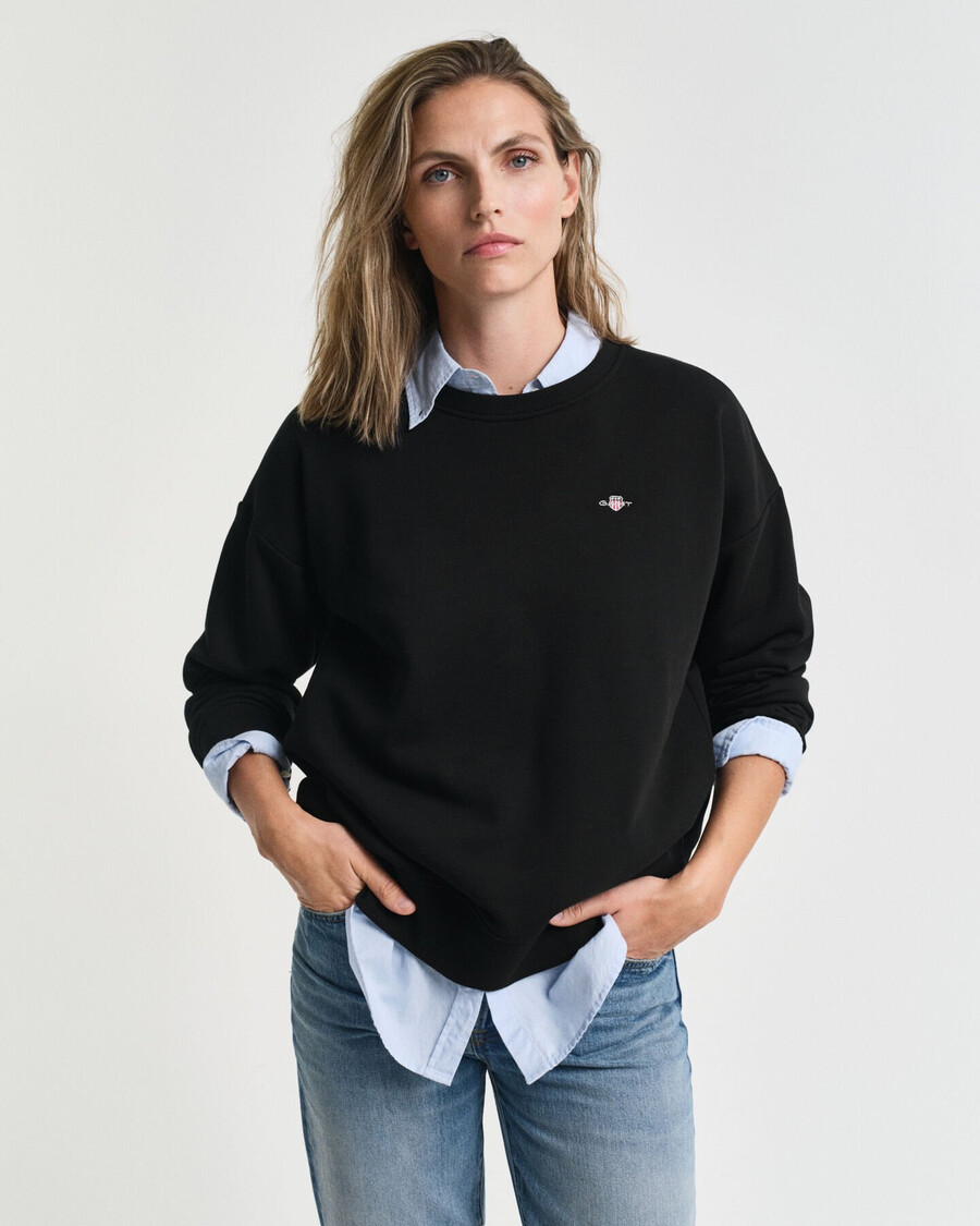 sudadera con cuello redondo shield - negra