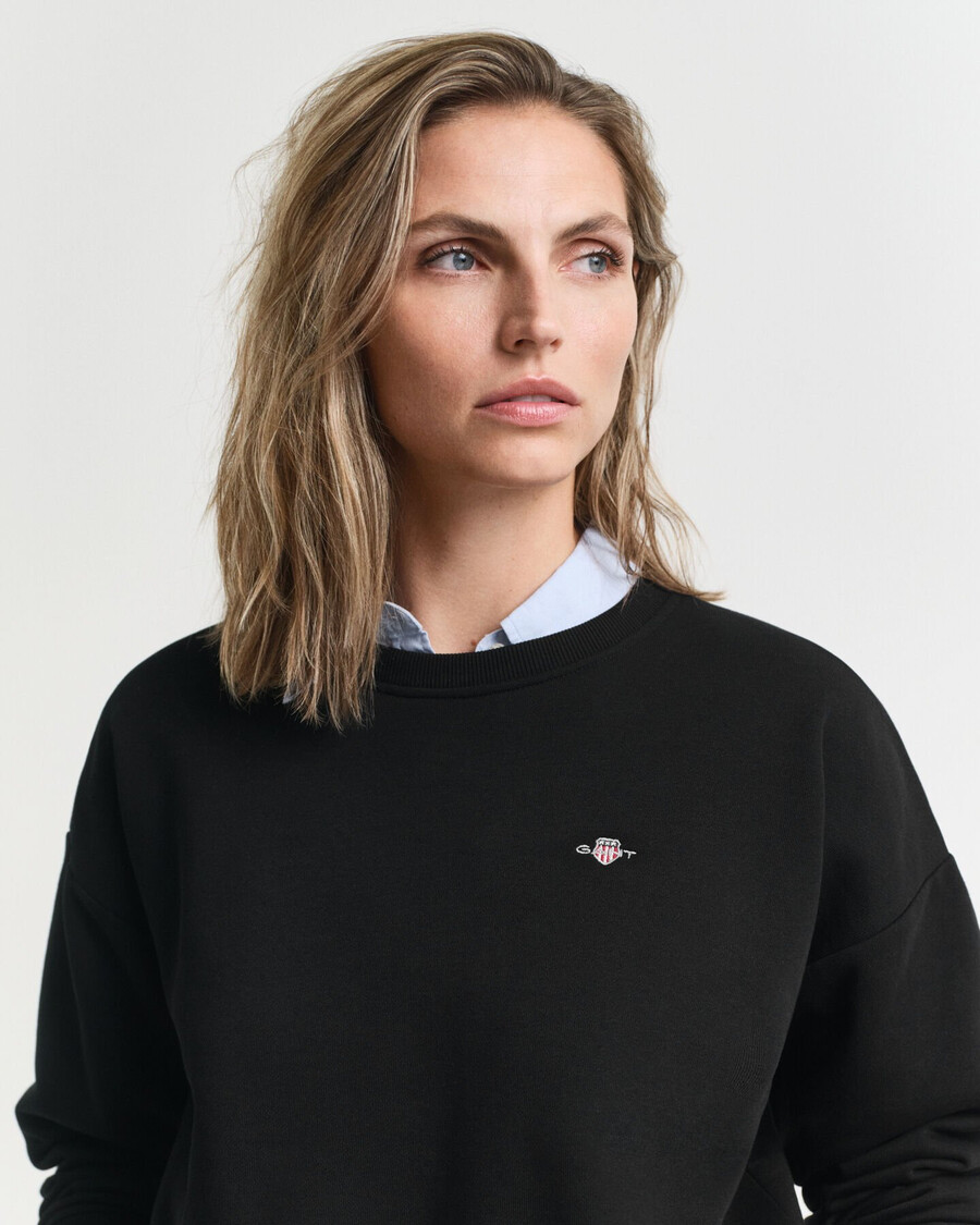 sudadera con cuello redondo shield - negra
