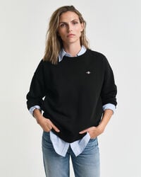 sudadera con cuello redondo shield - negra