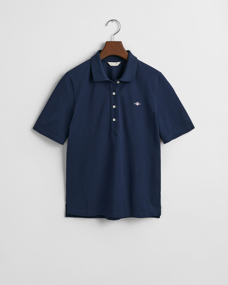 polo de piqué con escudo - azul noche