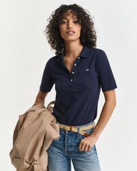 polo de piqué con escudo - azul noche
