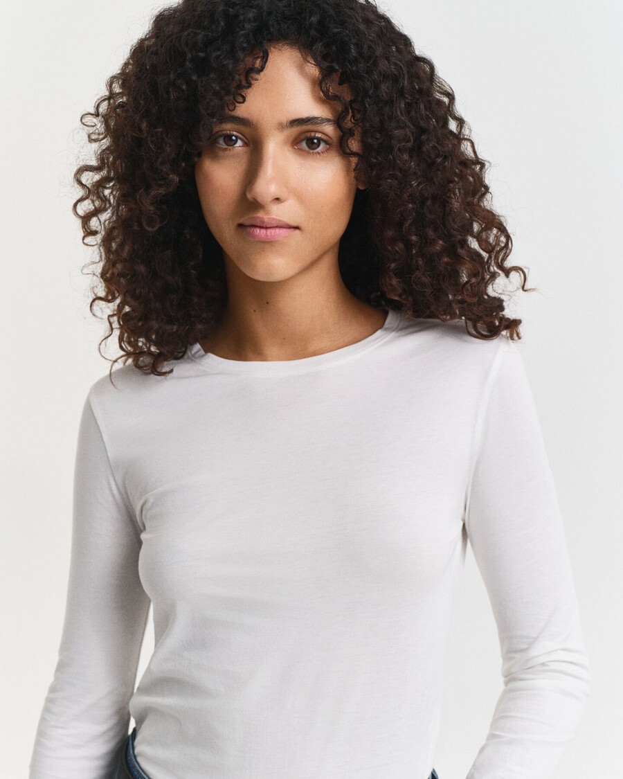 camiseta de manga larga de algodón ligero - blanca