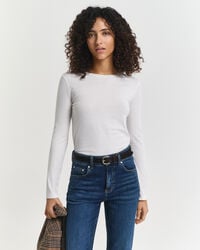 camiseta de manga larga de algodón ligero - blanca