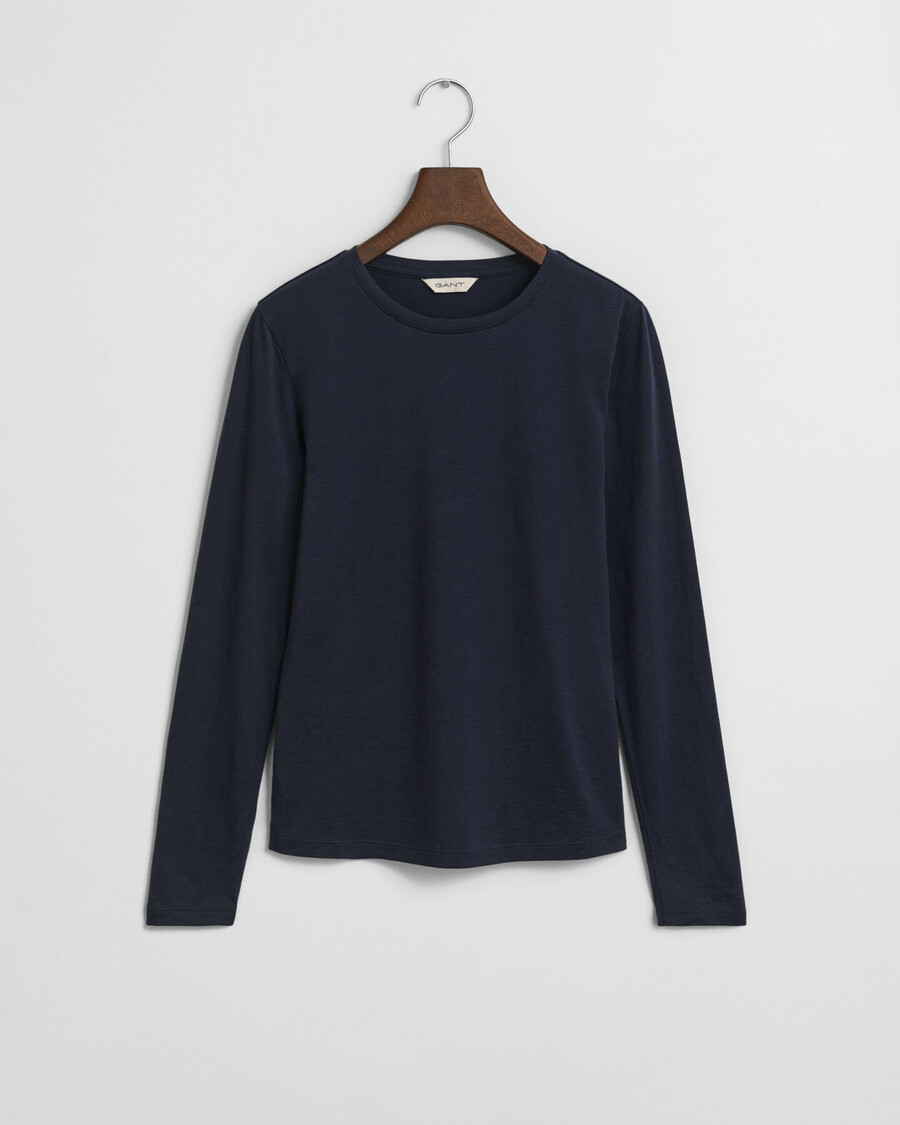 camiseta de manga larga de algodón ligero - azul noche