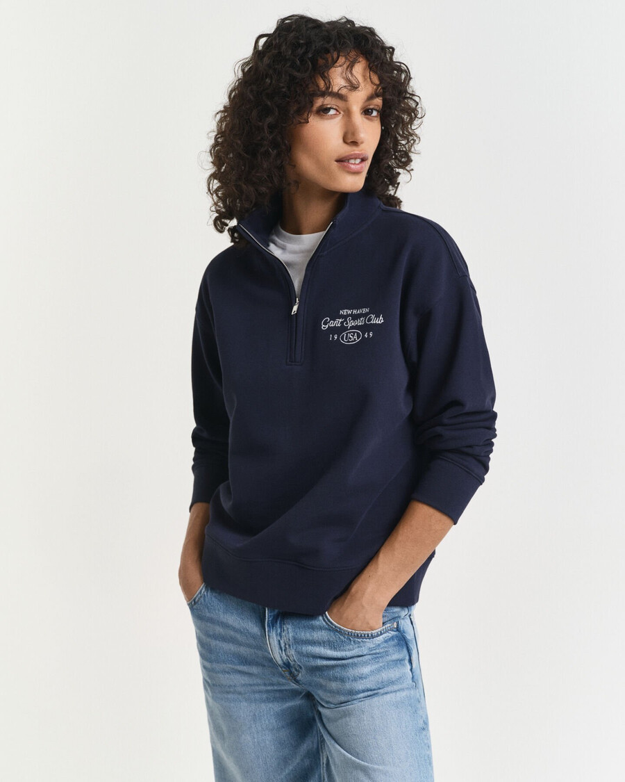 sudadera con media cremallera gráfica - azul noche