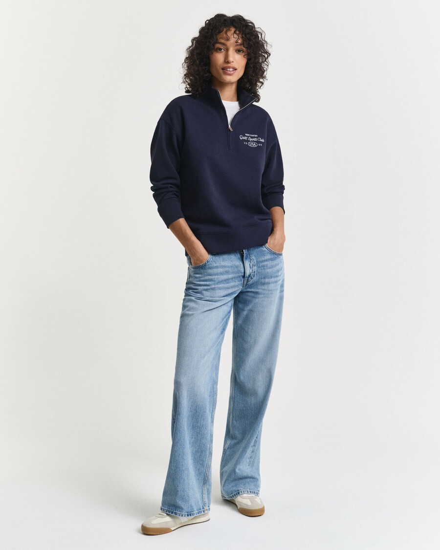 sudadera con media cremallera gráfica - azul noche