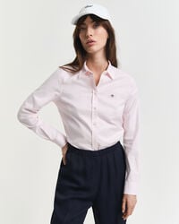 camisa oxford elástica de corte entallado - rosa claro