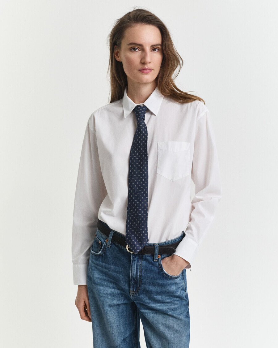 camisa clásica de popelina de corte relajado - blanca