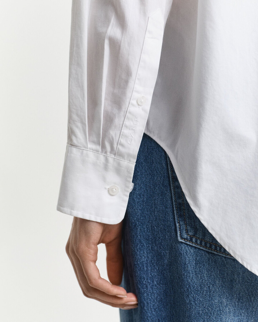 camisa clásica de popelina de corte relajado - blanca
