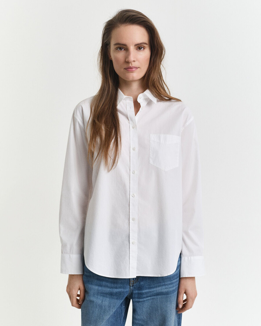 camisa clásica de popelina de corte relajado - blanca