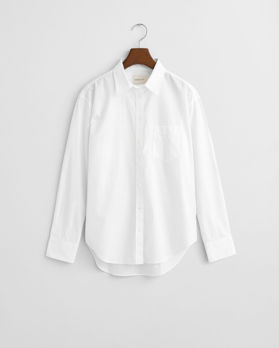 camisa clásica de popelina de corte relajado - blanca