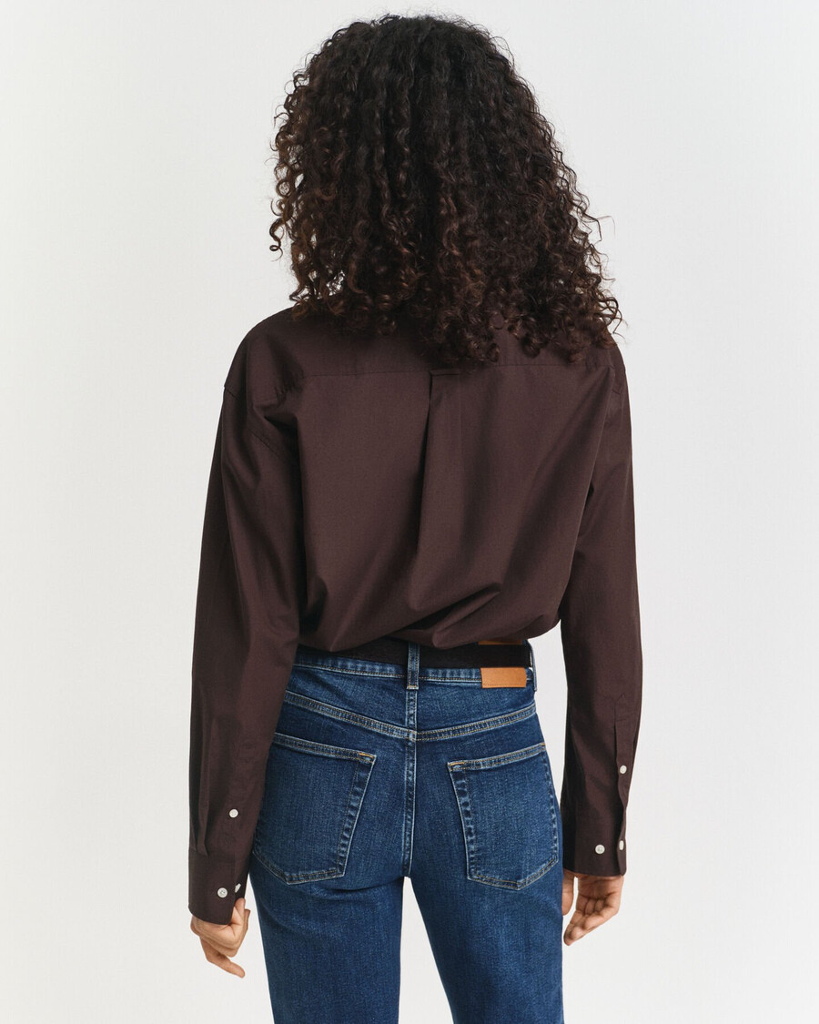 camisa clásica de popelina de corte relajado - marrón oscuro