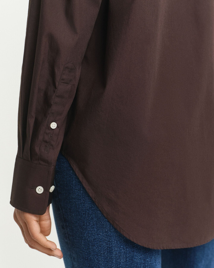 camisa clásica de popelina de corte relajado - marrón oscuro