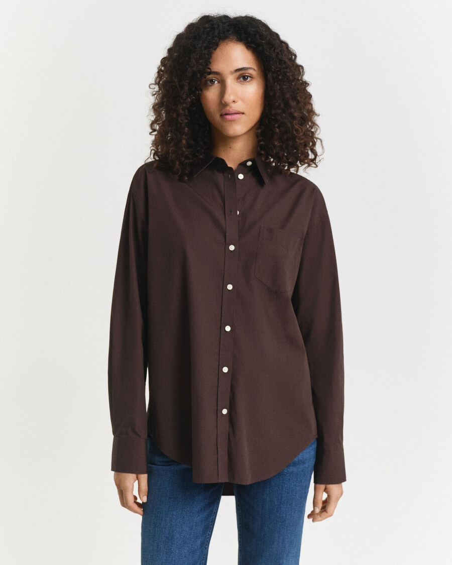 camisa clásica de popelina de corte relajado - marrón oscuro
