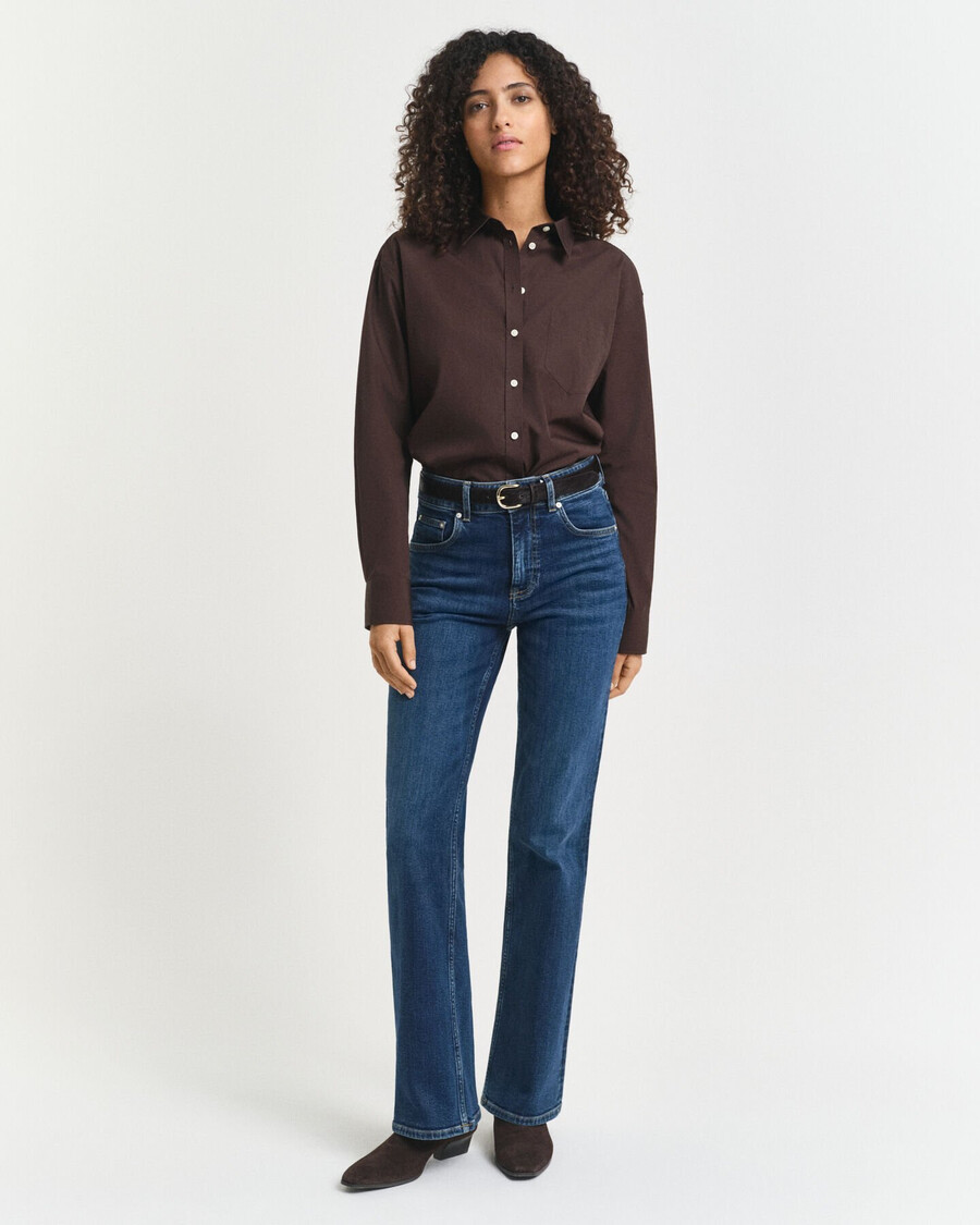 camisa clásica de popelina de corte relajado - marrón oscuro