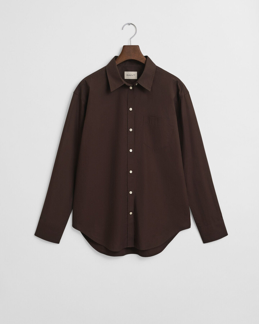 camisa clásica de popelina de corte relajado - marrón oscuro