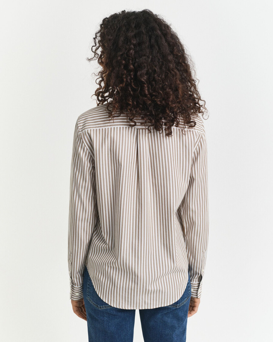 camisa clásica de popelina a rayas de corte regular - beige topo