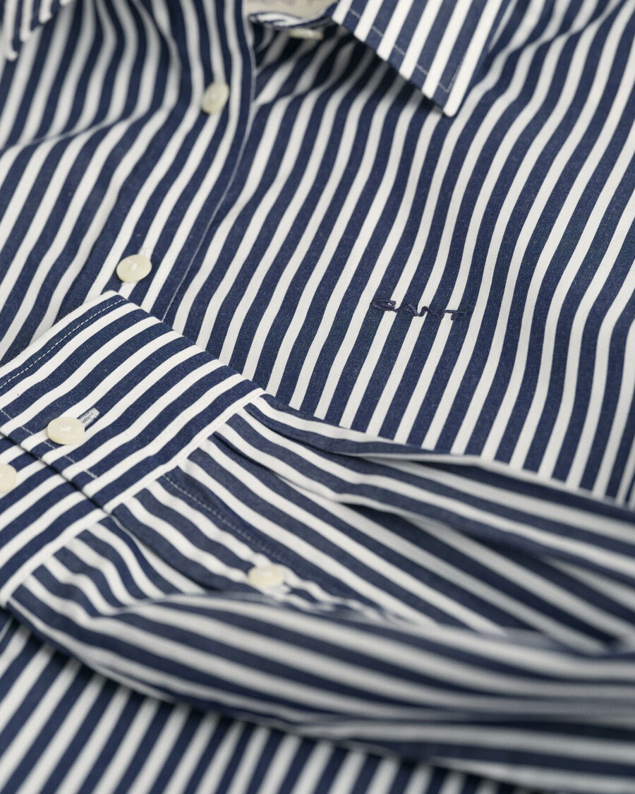 camisa clásica de popelina a rayas de corte regular - azul clásico