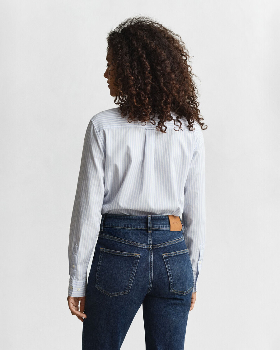 camisa clásica de popelina a rayas de corte regular - azul claro