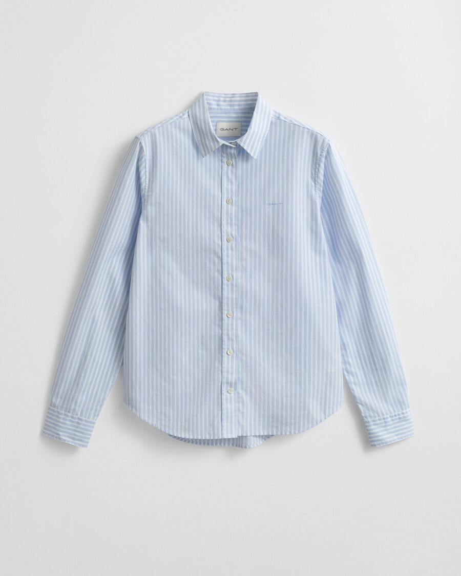camisa clásica de popelina a rayas de corte regular - azul claro