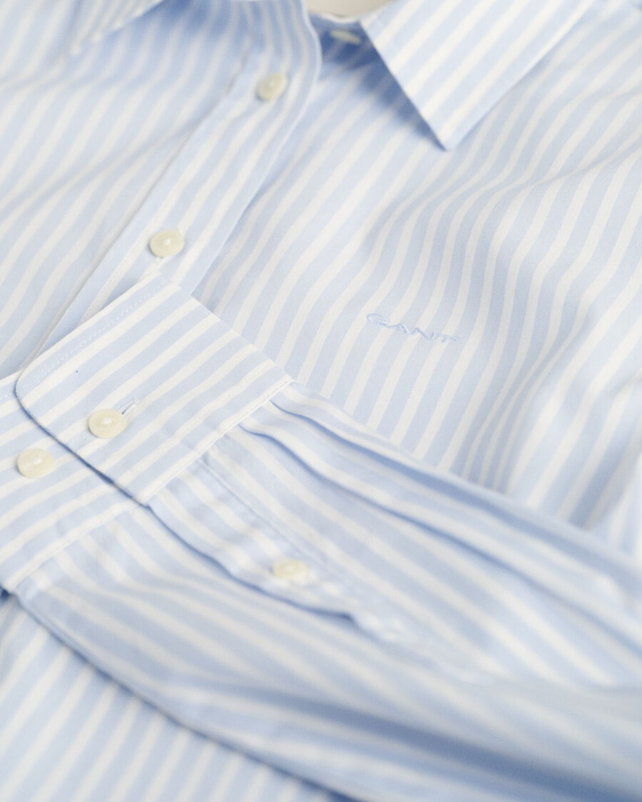 camisa clásica de popelina a rayas de corte regular - azul claro