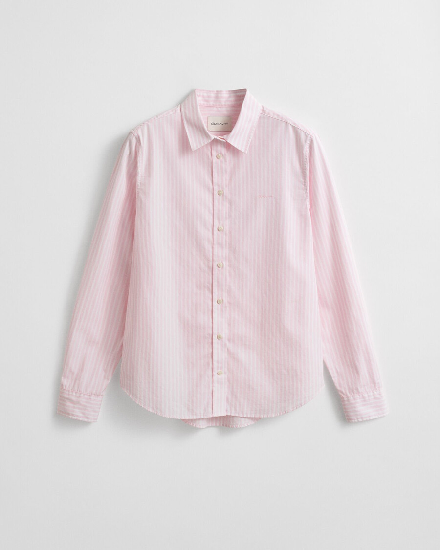camisa clásica de popelina a rayas de corte regular - rosa claro