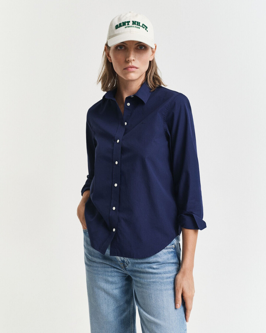 camisa clásica de popelina de corte regular - azul clásico