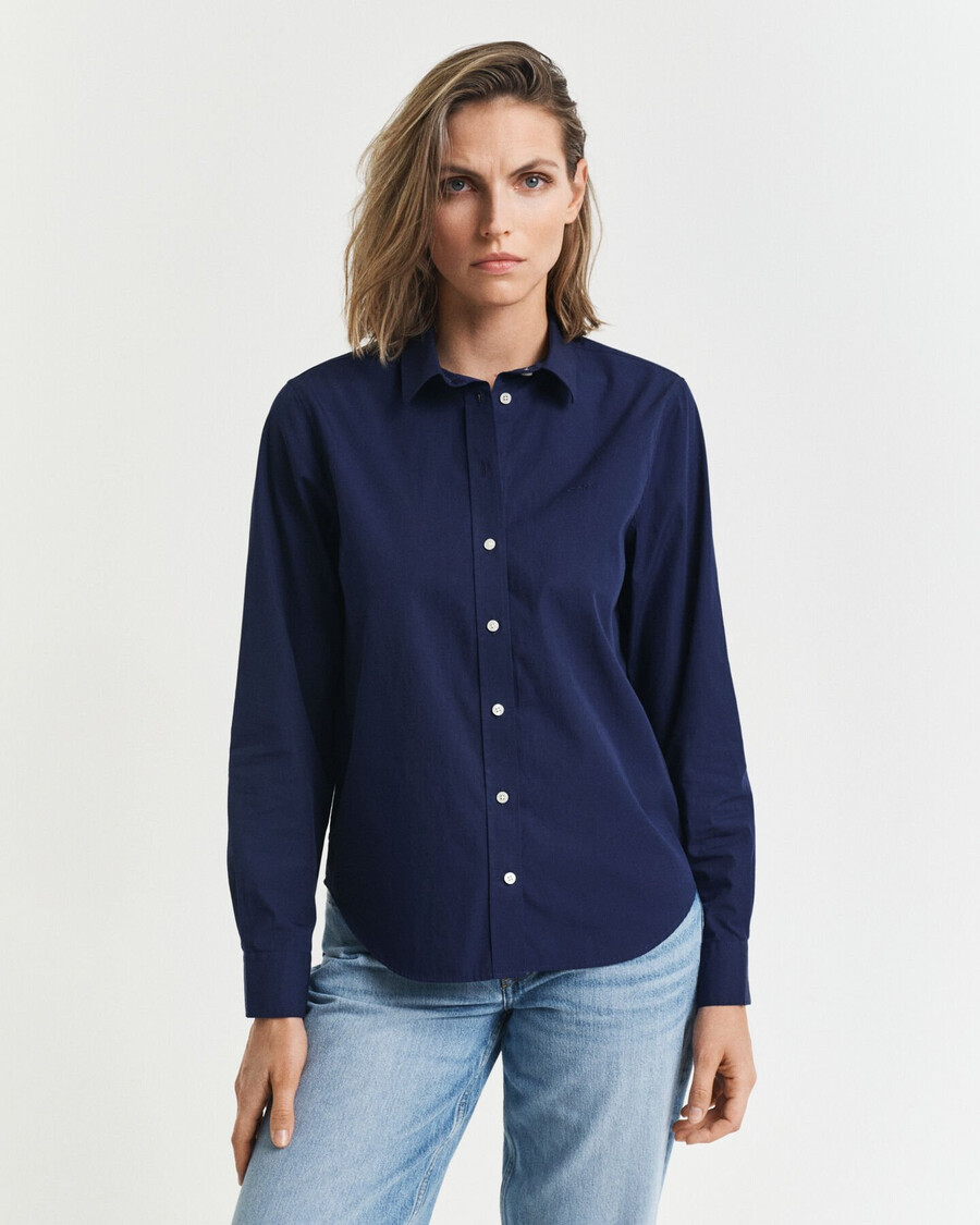 camisa clásica de popelina de corte regular - azul clásico