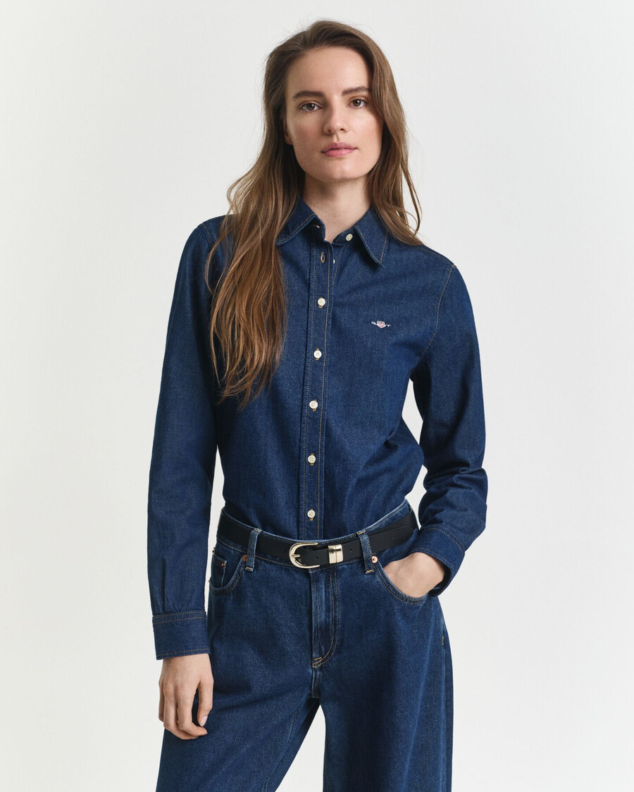 camisa vaquera de corte regular - azul oscuro