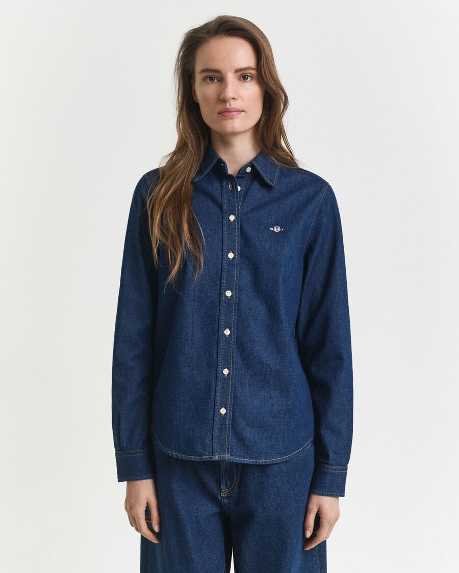 camisa vaquera de corte regular - azul oscuro