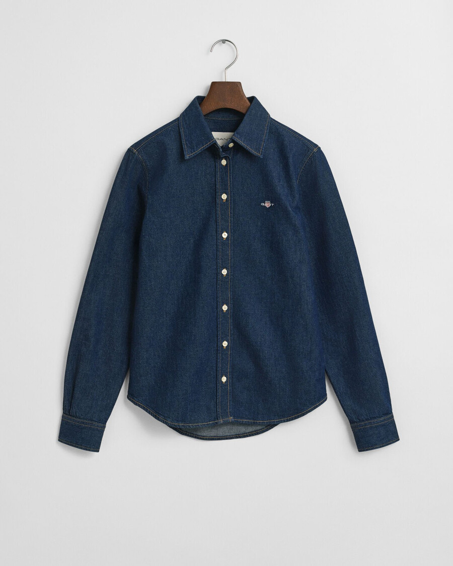 camisa vaquera de corte regular - azul oscuro