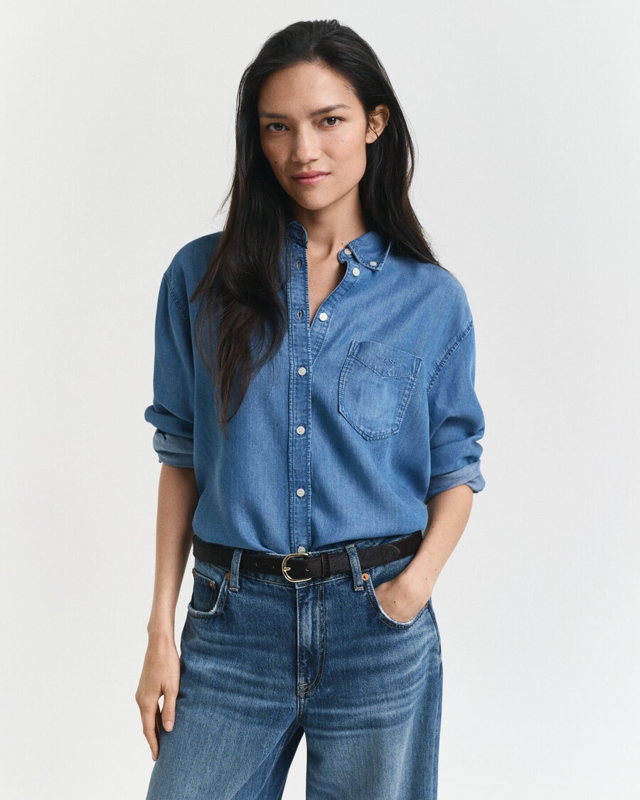 camisa Índigo de corte relajado - Índigo claro