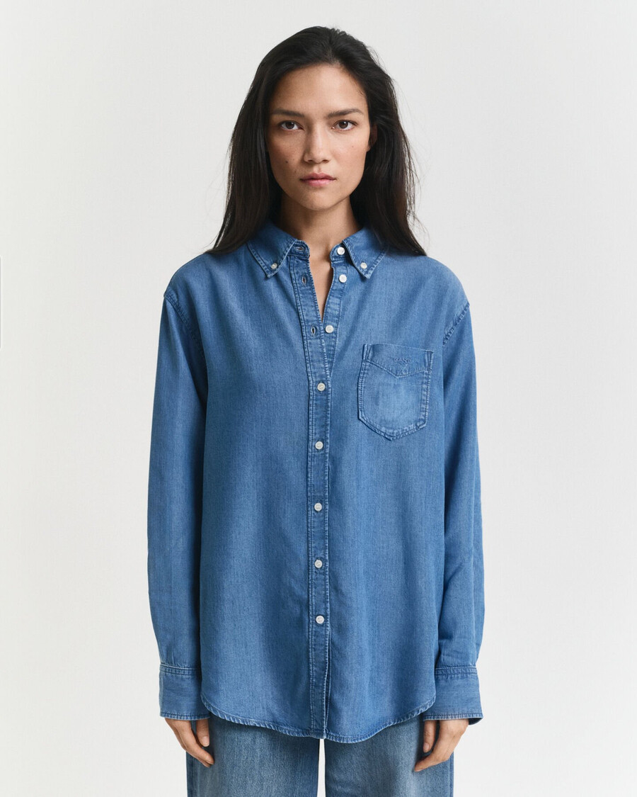camisa Índigo de corte relajado - Índigo claro