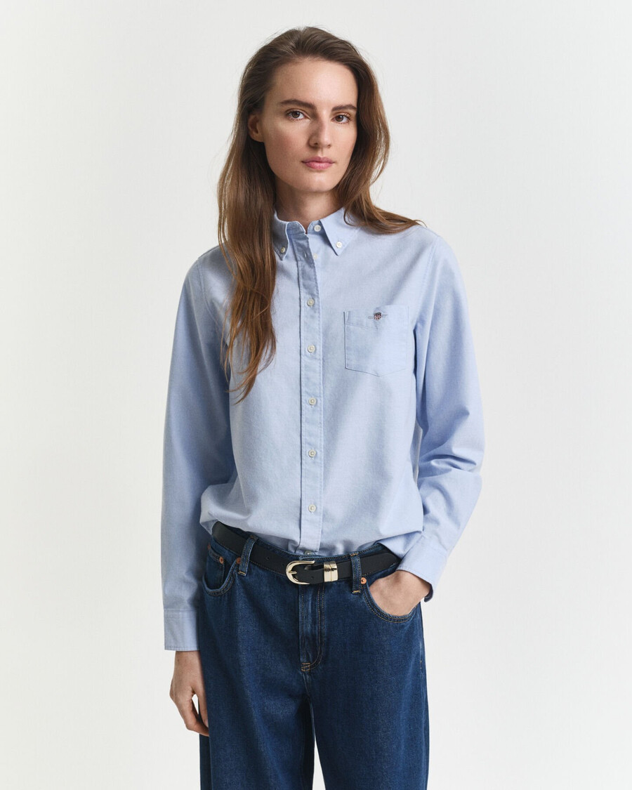 camisa oxford clásica de corte regular - azul claro