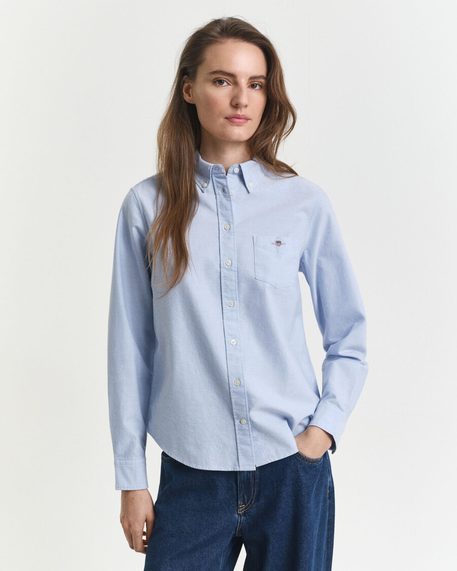 camisa oxford clásica de corte regular - azul claro