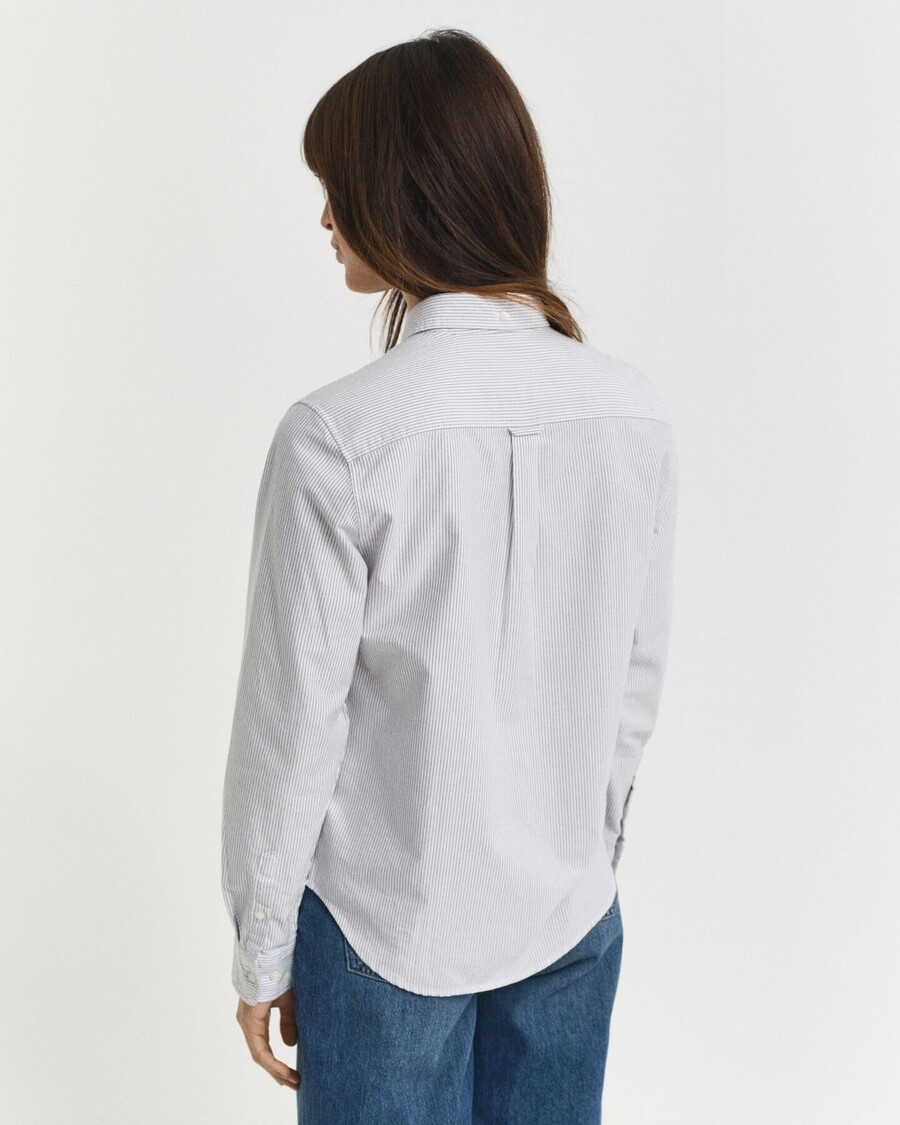 camisa oxford clásica de rayas de corte regular - azul clásico