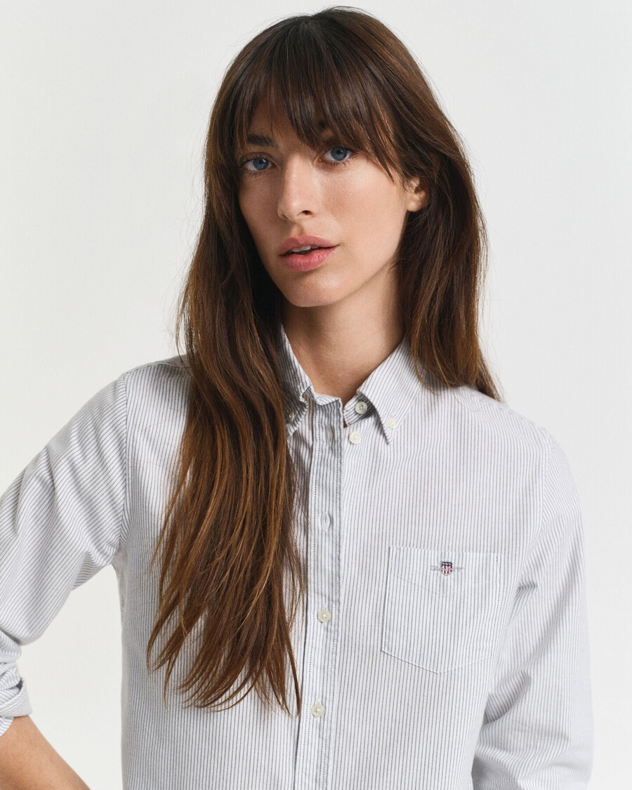 camisa oxford clásica de rayas de corte regular - azul clásico