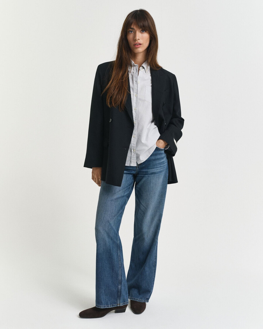 camisa oxford clásica de rayas de corte regular - azul clásico
