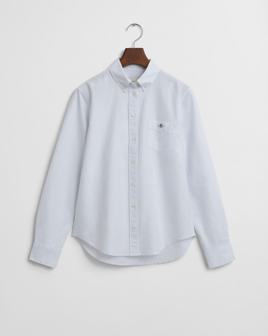 camisa oxford clásica de rayas de corte regular - azul claro