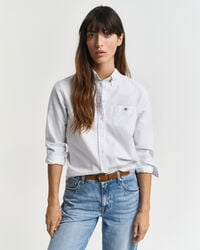 camisa oxford clásica de rayas de corte regular - azul claro