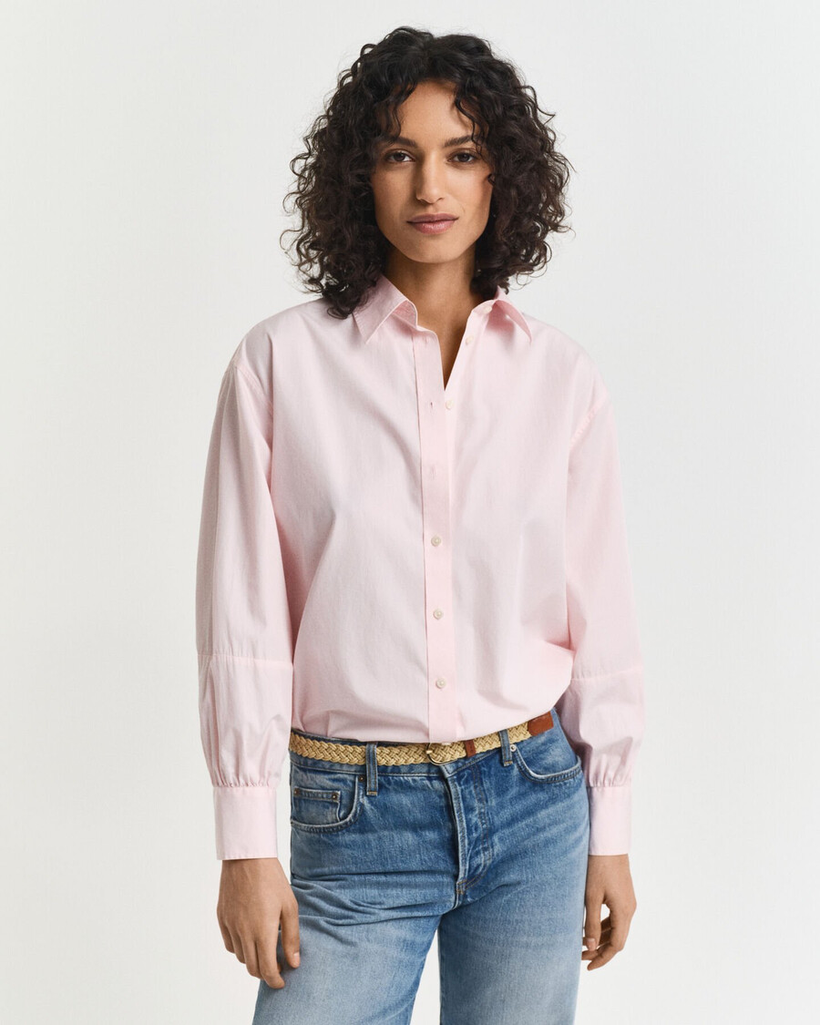 camisa de corte relajado con mangas voluminosas - salmón