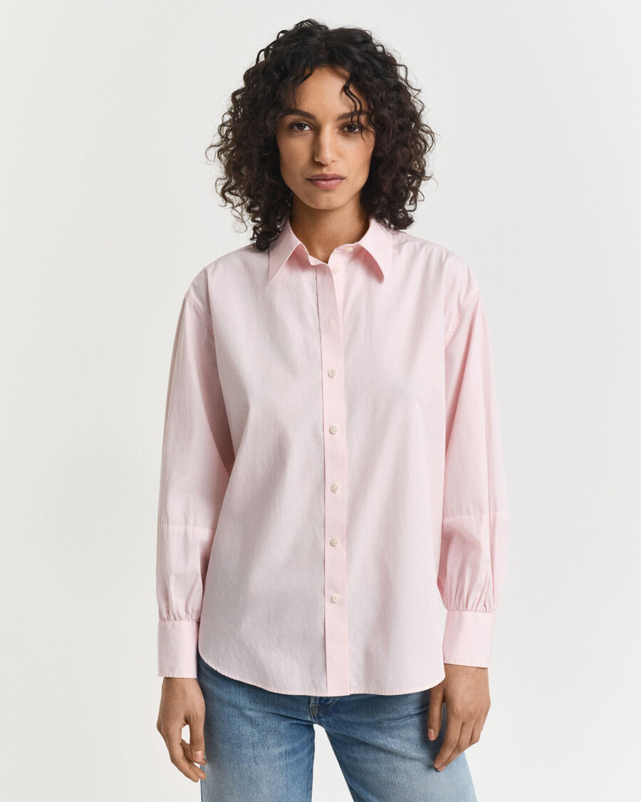 camisa de corte relajado con mangas voluminosas - salmón