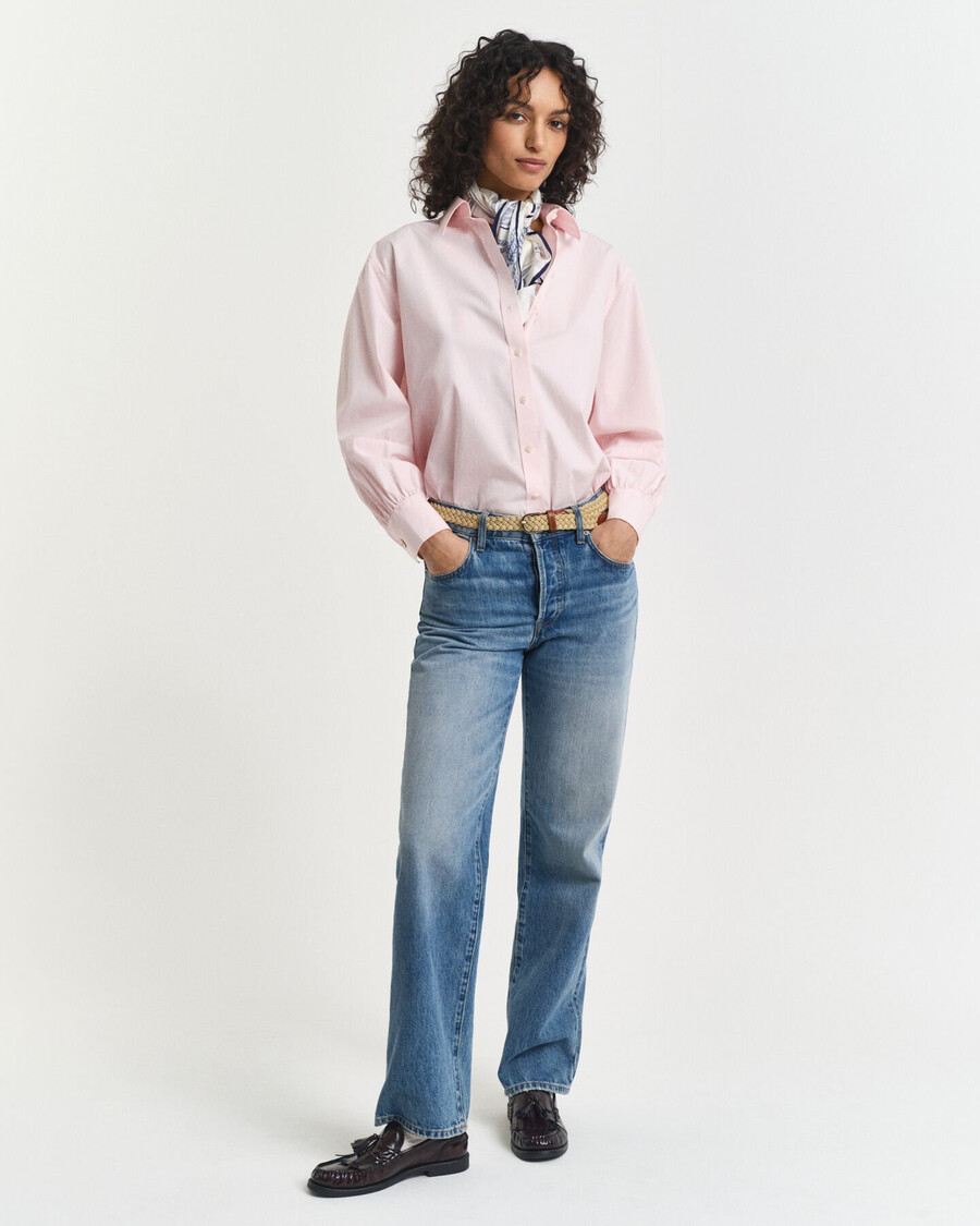 camisa de corte relajado con mangas voluminosas - salmón