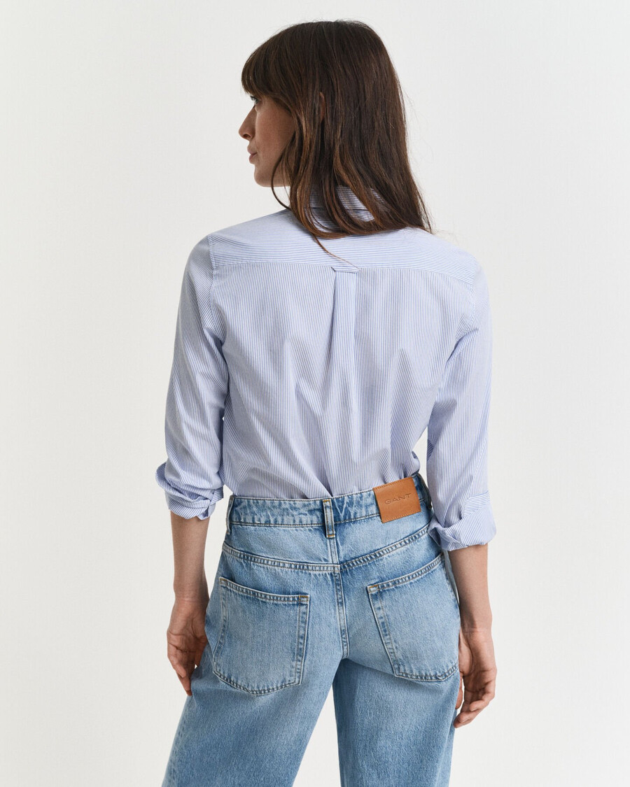 camisa clásica de popelina a rayas de corte regular - azul perfecto