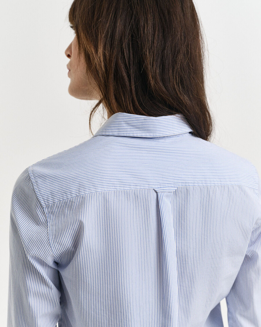 camisa clásica de popelina a rayas de corte regular - azul perfecto