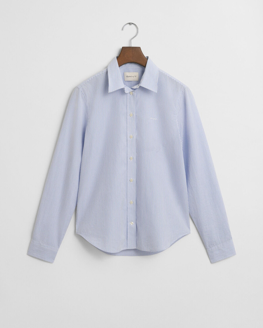 camisa clásica de popelina a rayas de corte regular - azul perfecto