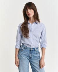 camisa clásica de popelina a rayas de corte regular - azul perfecto