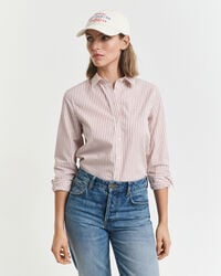 camisa clásica de popelina a rayas de corte regular - salmón
