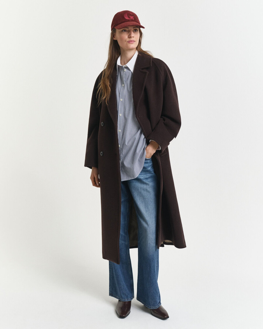 camisa de rayas oversize con cuello en contraste - azul persa