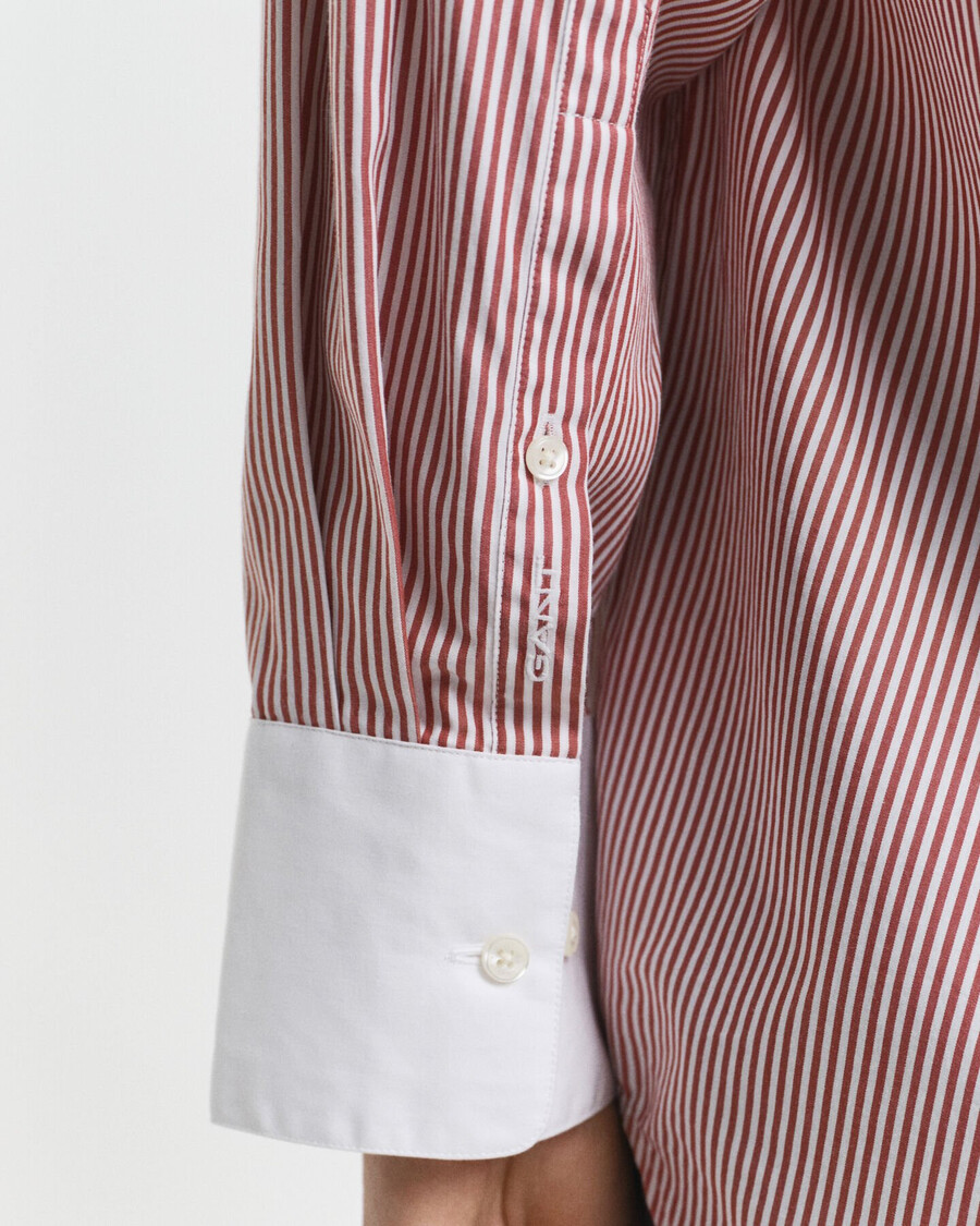 camisa de rayas oversize con cuello en contraste - modern rust